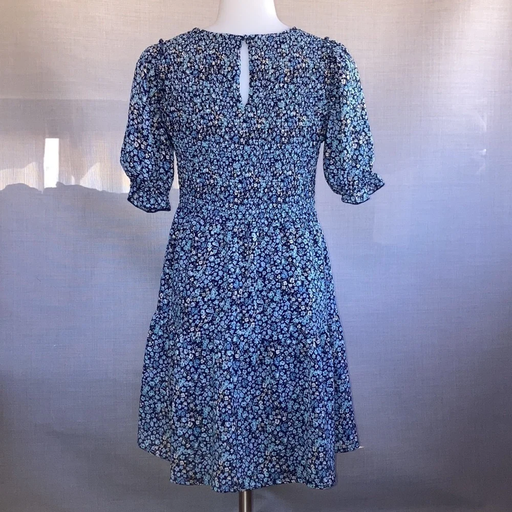 Size small, bohemian floral dress boho tunic with puff sleeves smock dress - Picture 2 of 15